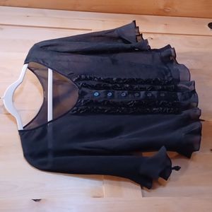 Sheer black sexy top with ruffles and half sleeves